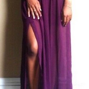 Worthington Eggplant Simi Sheer Maxi Skirt Ladies Large NEW